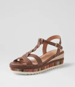 Women SUPERSOFT Comfort|Wedges-Deena Choc Weave Multi Sandals
