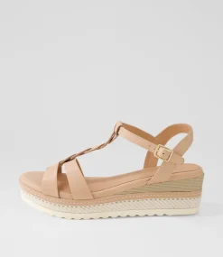 Women SUPERSOFT Comfort|Wedges-Deena Dark Nude Leather Sandals