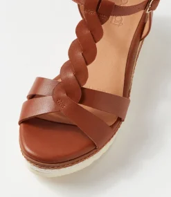 Women SUPERSOFT Comfort|Wedges-Deena Dark Tan Leather Sandals