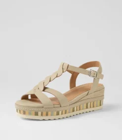 Women SUPERSOFT Comfort|Wedges-Deena Stone Weave Leather Sandals