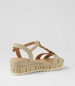 Women SUPERSOFT Comfort|Wedges-Deena Stone Weave Leather Sandals