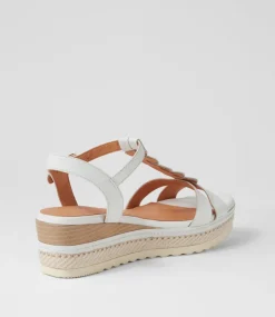 Women SUPERSOFT Comfort|Wedges-Deena White Leather Sandals