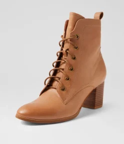Women DIANA FERRARI Boots-Deepness Dark Tan Natural Leather Ankle Boots