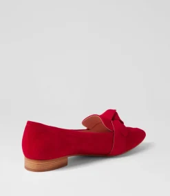 Women DIANA FERRARI Flats|Loafers-DEEZ DF RED SUEDE