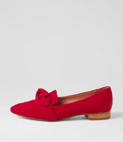 Women DIANA FERRARI Flats|Loafers-DEEZ DF RED SUEDE