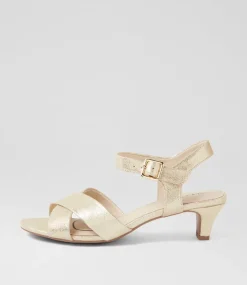 Women SUPERSOFT Comfort|Heels-Delicousy Gold Leather Sandals