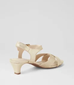 Women SUPERSOFT Comfort|Heels-Delicousy Gold Leather Sandals