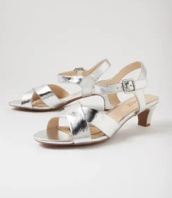 Women SUPERSOFT Comfort|Heels-Delicousy Silver Crack Leather Sandals