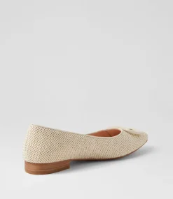 Women DIANA FERRARI Flats-Derina Cream Woven Leather Ballet Flats