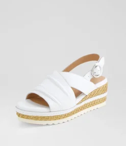Women SUPERSOFT Comfort|Heels-Devie White Weave Leather Sandals