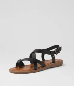 Women BLOWFISH Flats|Sandals-Devon3 Black Sandals