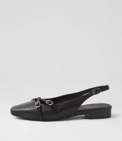 Women DIANA FERRARI Flats-Didiane Black Leather Flat Shoes