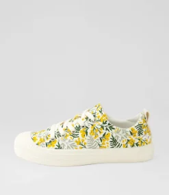 Women I LOVE BILLY Sneakers-Dikembe Yellow Floral Canvas Sneakers