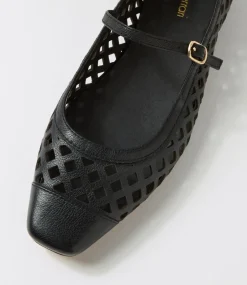 Women DIANA FERRARI Flats-Dillasy Black Leather Flat Shoes