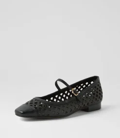 Women DIANA FERRARI Flats-Dillasy Black Leather Flat Shoes