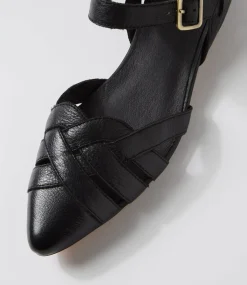 Women DIANA FERRARI Flats-Dinella Black Leather Flat Shoes