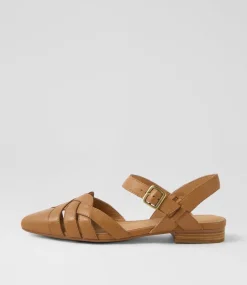 Women DIANA FERRARI Flats-Dinella Dark Tan Leather Flat Shoes