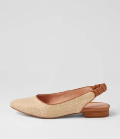 Women DIANA FERRARI Flats-Diorah Natural Dark Tan Woven Leather Flat Shoes