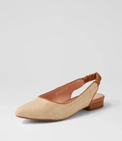 Women DIANA FERRARI Flats-Diorah Natural Dark Tan Woven Leather Flat Shoes