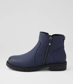 Women I LOVE BILLY Boots-Discan Navy Ankle Boots