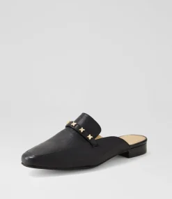Women DIANA FERRARI Flats-Dizzey Black Leather Flat Shoes