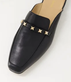 Women DIANA FERRARI Flats-Dizzey Black Leather Flat Shoes