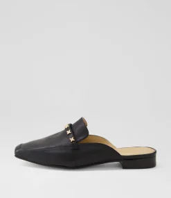 Women DIANA FERRARI Flats-Dizzey Black Leather Flat Shoes