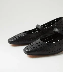 Women DIANA FERRARI Mary Janes|Flats-Donise Black Leather Flat Shoes