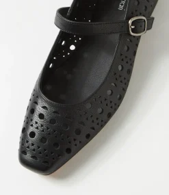 Women DIANA FERRARI Mary Janes|Flats-Donise Black Leather Flat Shoes