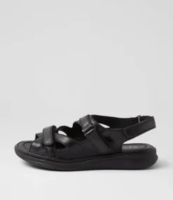 Women SUPERSOFT Comfort|Flats-Donnia Black Leather Sandals