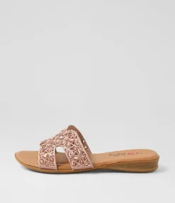 Women I LOVE BILLY Flats|Sandals-Dookie Rose Gold Fabric Sandals