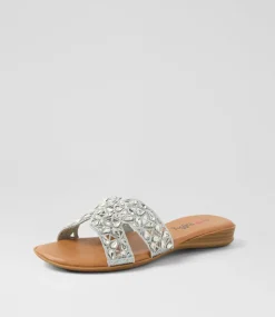 Women I LOVE BILLY Flats|Sandals-Dookie Silver Fabric Sandals