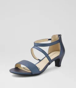 Women SUPERSOFT Comfort|Heels-Dorothe Navy Metallic Leather Sandals