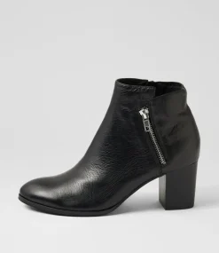 Women DIANA FERRARI Boots-Dorothee Black Leather Ankle Boots
