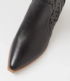 Women TOP END Boots-Dozza Black Natural Leather Ankle Boots