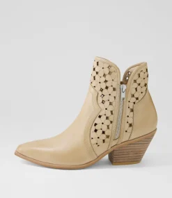 Women TOP END Boots-Dozza Camel Leather Ankle Boots