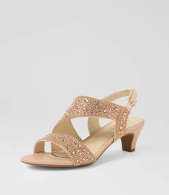 Women SUPERSOFT Comfort|Heels-Drews Pale Gold Jewels Sandals