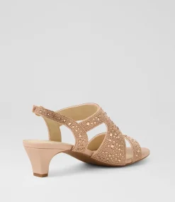 Women SUPERSOFT Comfort|Heels-Drews Pale Gold Jewels Sandals