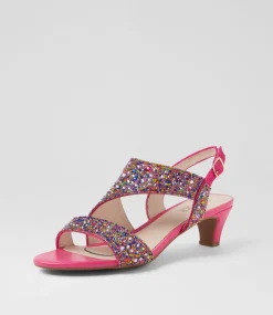 Women SUPERSOFT Comfort|Heels-Drews Rainbow Fuchsia Jewels Sandals