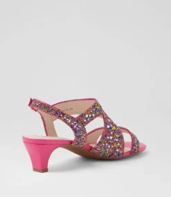 Women SUPERSOFT Comfort|Heels-Drews Rainbow Fuchsia Jewels Sandals