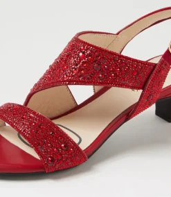 Women SUPERSOFT Comfort|Heels-Drews Red Jewels Sandals