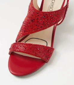 Women SUPERSOFT Comfort|Heels-Drews Red Jewels Sandals