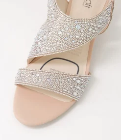 Women SUPERSOFT Comfort|Heels-Drews Silver Nude Jewels Sandals
