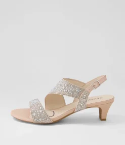 Women SUPERSOFT Comfort|Heels-Drews Silver Nude Jewels Sandals