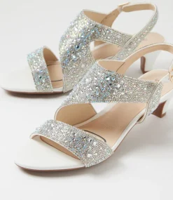 Women SUPERSOFT Comfort|Heels-Drews Silver White Jewels Sandals