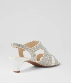 Women SUPERSOFT Comfort|Heels-Drews Silver White Jewels Sandals