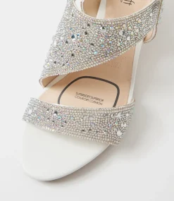 Women SUPERSOFT Comfort|Heels-Drews Silver White Jewels Sandals
