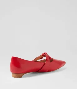 Women DIANA FERRARI Dress|Flats-Dulcie Red Leather Flat Shoes