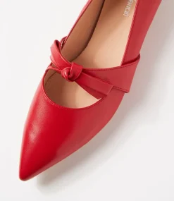 Women DIANA FERRARI Dress|Flats-Dulcie Red Leather Flat Shoes