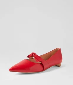 Women DIANA FERRARI Dress|Flats-Dulcie Red Leather Flat Shoes